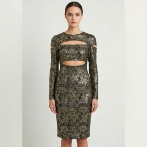 Sedutions Metallic Gold Cutout Bodycon Dress NWT Small Wardrobe Set Vampirecore